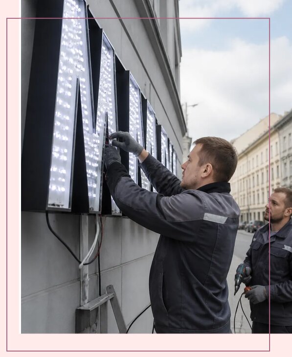 Изготовление и монтаж светодиодных LED вывесок в Луге