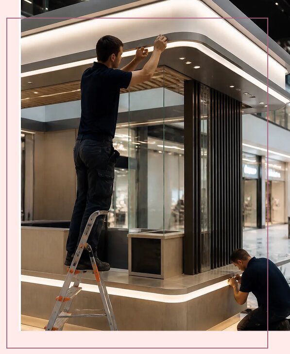 Оформление островков торгового центра под ключ в Луге